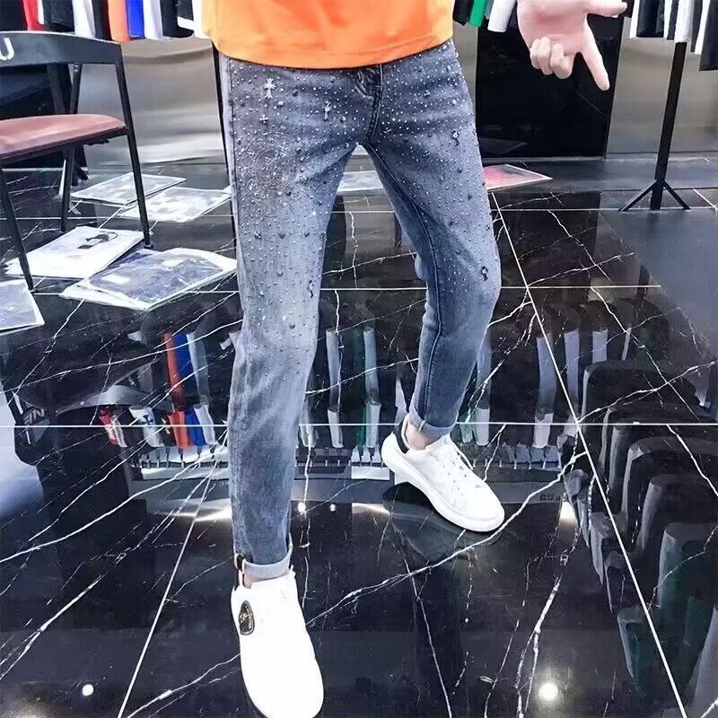 Streetwear Clothing Brands - 2025年春秋 高品質ラインストーン付き高級服 ジーンズ メンズブランド ストリートウェア スリムパンツ