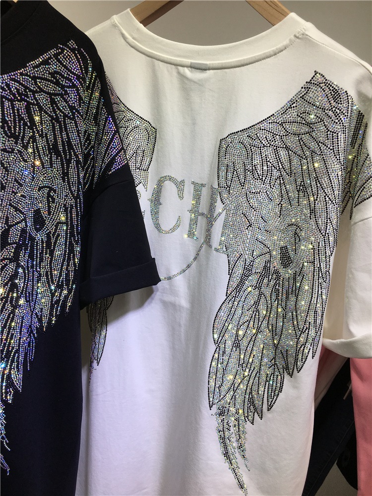 男性と女性のための特大の半袖Tシャツ,ラインストーンとエンジ - Streetwear Clothing Brands のレビューと価格