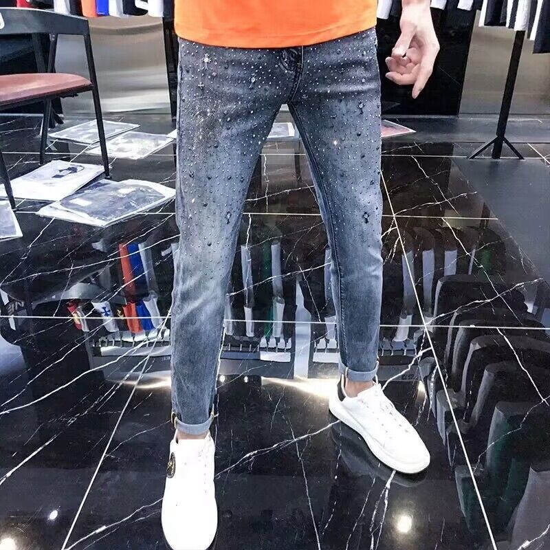 2025年春秋 高品質ラインストーン付き高級服 ジーンズ メ - Streetwear Clothing Brands のレビューと価格