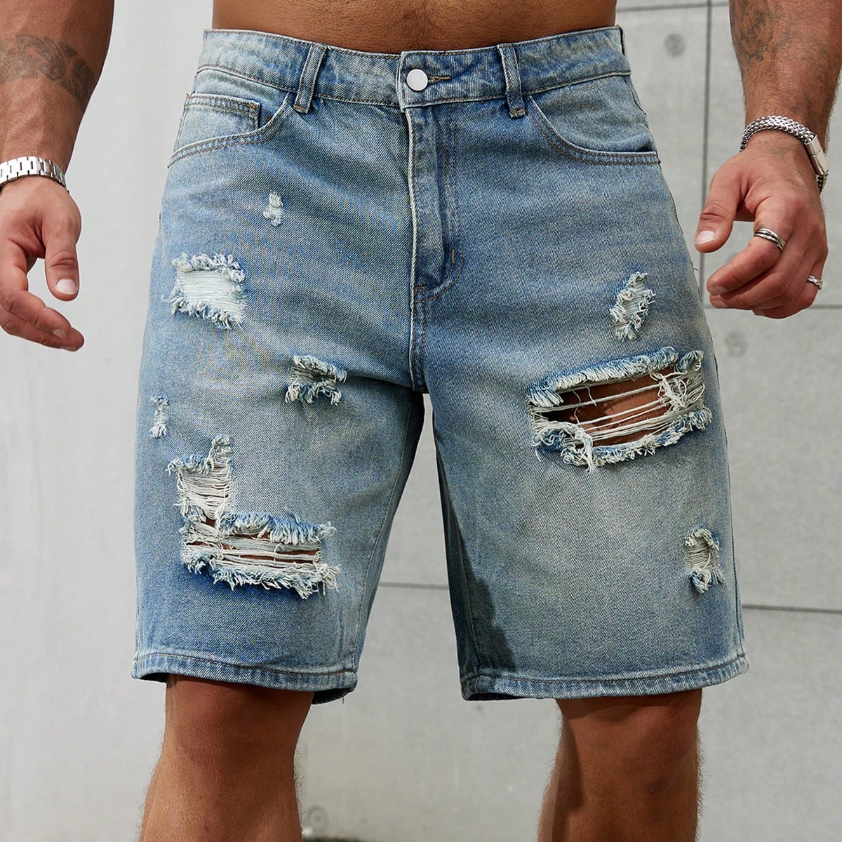 メンズショートジーンズ,メンズストリートウェア,通気性デニム - Streetwear Brand New のレビューと価格
