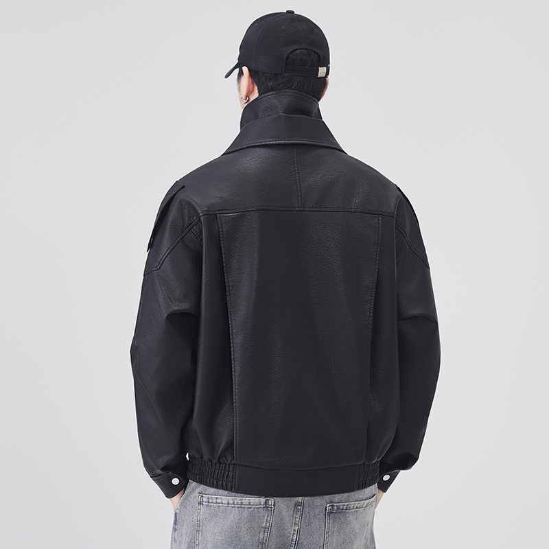 秋冬レザージャケット男性ストリートファッションルーズカジュア - Streetwear Clothing Brands のレビューと価格