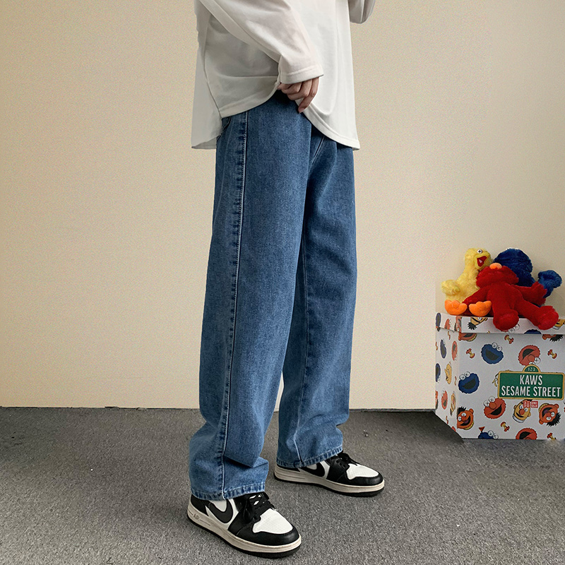 新しいストリートだぶだぶのジーンズ男性韓国のファッションルー - Streetwear Clothing Brands のレビューと価格